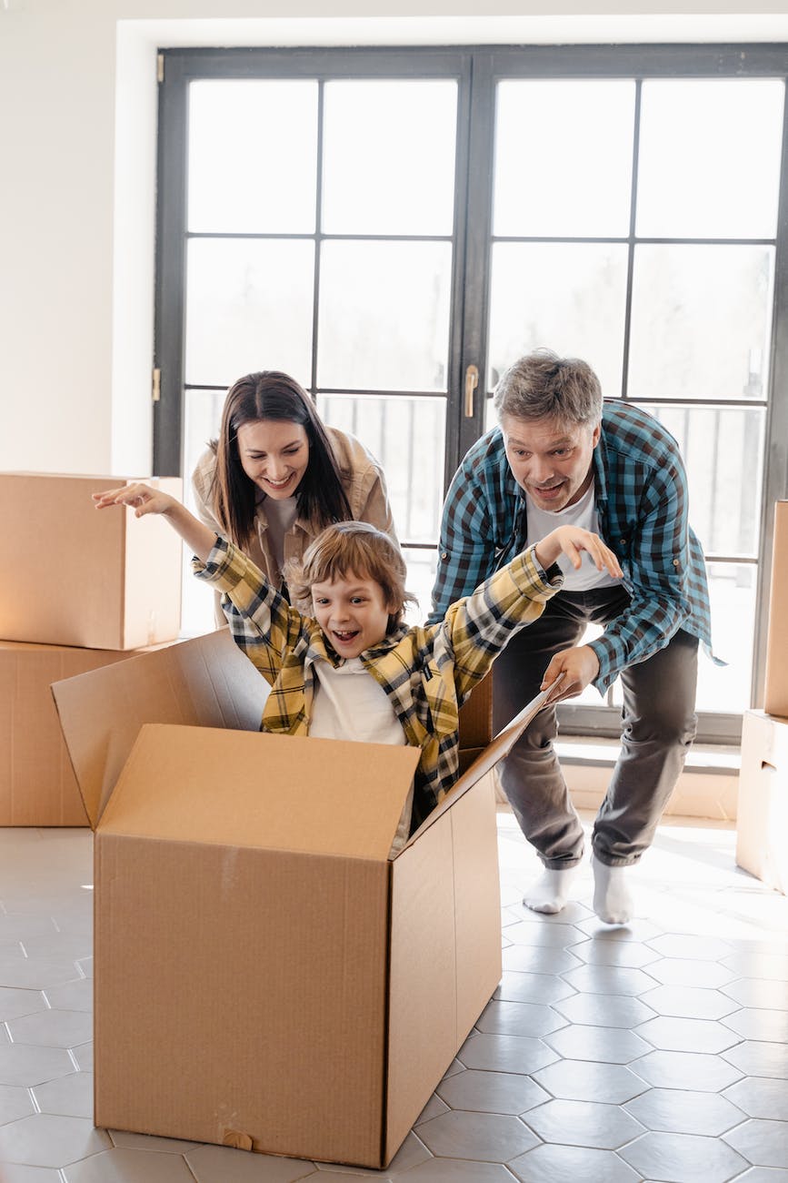 kid having fun inside the box